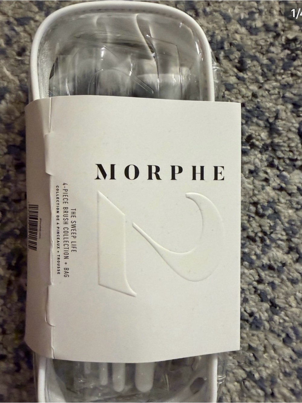Morphe White 4-Piece Brush Set with Clear Travel Case